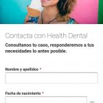 Formulario de contacto en App de clínica dental