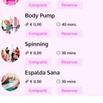 Reserva de actividades en App de gimnasio