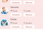 Tipos de reservas en App veterinaria